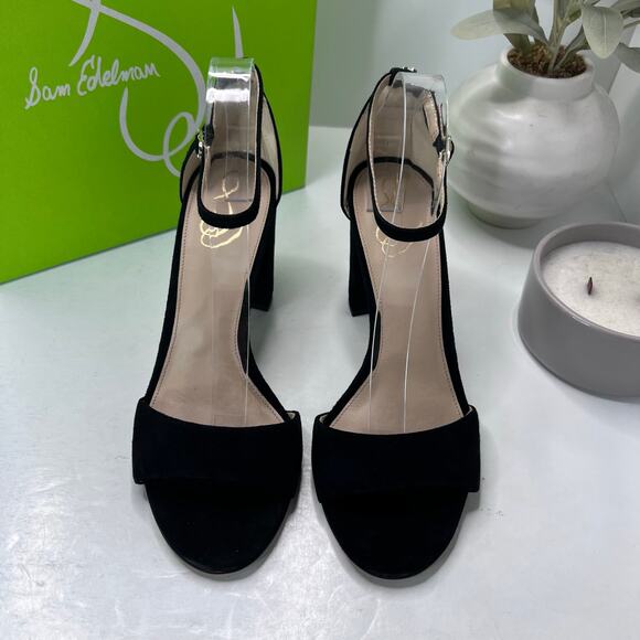 Sam Edelman Robyn Leather Ankle Strap Heel Black I3433L3002 Women 10M Tried On - Picture 7 of 11